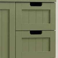 HOMCOM Mueble alto de almacenamiento, armario con puertas vitradas y estantes ajustables para baño, cocina, salón, verde(m-9)