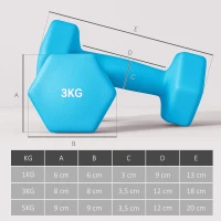 SPORTNOW Hantelset mit Aufbewahrungsgestell, Set mit 6 Hanteln für Fitness-Training, 2 x 1kg, 2 x 3kg, 2 x 5kg(m-3)
