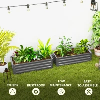 Outsunny Set of Two 110 x 50cm Steel Planter Boxes -  Light Grey(m-7)