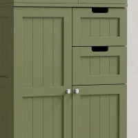 HOMCOM Mueble alto de almacenamiento, armario con puertas vitradas y estantes ajustables para baño, cocina, salón, verde(m-7)
