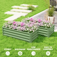 Outsunny Set of Two 110 x 50cm Steel Planter Boxes -  Light Green(m-7)