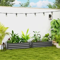 Outsunny Set of Two 110 x 50cm Steel Planter Boxes -  Light Grey(m-10)