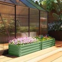 Outsunny Set of Two 110 x 50cm Steel Planter Boxes -  Light Green(m-8)