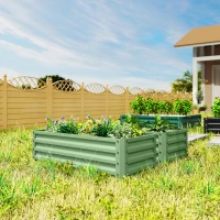 Outsunny Set of Two 110 x 50cm Steel Planter Boxes -  Light Green(m-10)