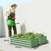 Outsunny Set of Two 110 x 50cm Steel Planter Boxes -  Light Green(m-3)