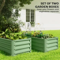 Outsunny Set of Two 110 x 50cm Steel Planter Boxes -  Light Green(m-4)