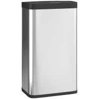HOMCOM Lixeira com Sensor 45 L Lixeira de Cozinha com Tampa Fechamento Suave Sensor de Movimento para Cozinha Quarto Escritório Prata(m-1)