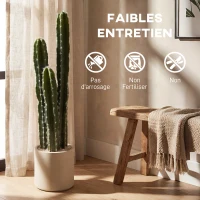 HOMCOM Cactus Artificiel 95 cm, Plante Artificielle en Pot, Tiges Réglables, Grand Réalisme, pour Maison et Bureau, Vert(m-5)