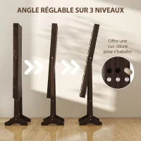 HOMCOM Armoire à Bijoux, Armoire de Rangement sur Pieds, Boîte à Bijoux avec Miroir Multi-Rangements Éclairage LED Marron Foncé(m-6)