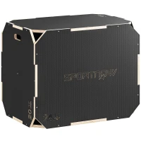 SPORTNOW Boîte Plométrique 3 en 1 en Bois pour Entraînement au Saut, Antidérapant et sans Coins, 76x61x51cm, Noir(m-12)