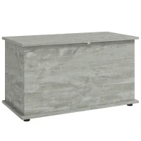 HOMCOM Coffre de Rangement, Banc de Rangement avec Couvercle Rabattable et Charnières de Sécurité, 80 x 40 x 45 cm, Gris(m-16)