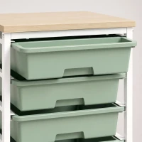 HOMCOM 6-Tier Storage Trolley on Wheels, Metal Kitchen Rolling Cart with 5 Pull-Out Drawers, Green(m-13)