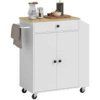 HOMCOM Îlot central cuisine mobile desserte cuisine avec tiroir étagère réglable placard à deux portes 82 x 38 x 86,5 cm blanc(m-12)