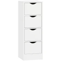 HOMCOM 4-Drawer Bathroom Cabinet, Freestanding Narrow Storage Cabinet with Groove Handles for Small Spaces, White(m-1)