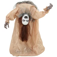 HOMCOM Animierter Halloween-Geist mit gruseligen Schreien, leuchtenden Augen, per Geräusch/Berührung aktiviert(m-12)