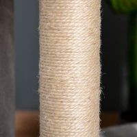 PawHut Árbol Rascador para Gatos Altura 114 cm con Postes de Sisal 3 Plataformas Casita y 2 Bolas Colgantes Gris Claro(m-12)