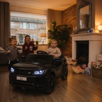 HOMCOM SUV voor elektrische auto's voor kinderen, tot 5 km/u, met veiligheidsgordel, afstandsbediening, koplampen, zwart(m-2)
