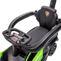 AIYAPLAY Lamborghini kindervoertuig 2-in-1, duwauto met duwstang en veiligheidsbeugel, stuur en toeter, groen(m-11)