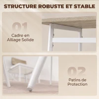 HOMCOM Ensemble Table Salle à Manger avec 2 Chaises et Banc, Assises Rembourrées, pour Salon, Petit Espace, Chêne et Blanc(m-7)