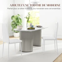 HOMCOM Lot de 2 chaises de salle à manger avec dossier haut, revêtement synthétique et pieds en acier, blanc(m-4)