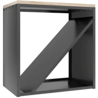 Outsunny Portalegna da Interno 2 in 1, Supporto per Legna Rialzato con Divisorio, Porta Legna per Interni per Caminetti, 58x36x60 cm, Nero(m-1)