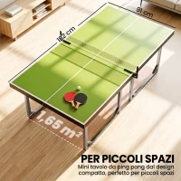 HOMCOM Tavolo da Ping Pong Pieghevole per Interni, Tavolo Ping Pong con Rete, Montaggio Non Richiesto, 182x91 cm, Verde(m-5)
