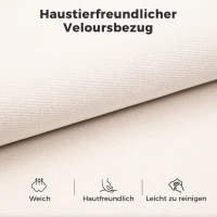 HOMCOM Schlafsofa mit Umkehrbarer Chaiselongue, L-förmiges 3-Sitzer Sofa aus Veloursbezug, Cremeweiß(m-7)
