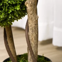 HOMCOM Planta de Boj Artificial de 3 Esferas con Macetero Incluido y Base Reforzada Altura 90 cm(m-8)
