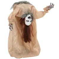 HOMCOM Animierter Halloween-Geist mit gruseligen Schreien, leuchtenden Augen, per Geräusch/Berührung aktiviert(m-11)