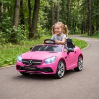 AIYAPLAY Voiture électrique enfants licence Mercedes SLC 300 12V V. Max. 5 Km/h effets sonores lumineux télécommande rose(m-15)