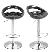 HOMCOM Lot de 2 tabourets de bar chaises de bar hauteur réglable dossier et repose-pieds pivotant à 360° 46x41x76-96cm noir(m-11)