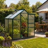 Outsunny Gewächshaus mit Dachfenster Aluminium Treibhaus 190 cm x 132 cm x 201 cm Grün + Transparent(m-2)