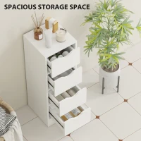 HOMCOM 4-Drawer Bathroom Cabinet, Freestanding Narrow Storage Cabinet with Groove Handles for Small Spaces, White(m-4)