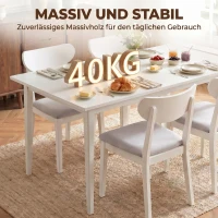 HOMCOM Eettafel voor 8 personen, moderne keukentafel met massiefhouten poten, 180 cm, crème(m-5)