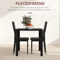 HOMCOM Eetset met Tafel en 2 Stoelen Ruimtebesparend Zwart(m-4)