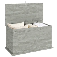HOMCOM Coffre de Rangement, Banc de Rangement avec Couvercle Rabattable et Charnières de Sécurité, 80 x 40 x 45 cm, Gris(m-15)