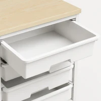 HOMCOM 6-Tier Storage Trolley on Wheels, Metal Kitchen Rolling Cart with 5 Pull-Out Drawers, White(m-10)