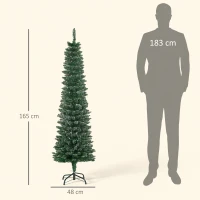 HOMCOM 5.5FT Artificial Snow Dipped Christmas Tree Xmas Pencil Tree Holiday Home Indoor Decoration with Foldable Black Stand, Green(m-3)