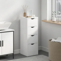 HOMCOM 4-Drawer Bathroom Cabinet, Freestanding Narrow Storage Cabinet with Groove Handles for Small Spaces, White(m-2)