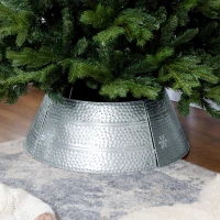 HOMCOM Falda para Árbol de Navidad de Metal Impermeable Decoración para para Fiestas Hogar 66x66x23 cm Plateado(m-10)