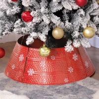 HOMCOM Falda para Árbol de Navidad de Metal Impermeable Decoración para Árbol Navideño 66x66x23 cm Rojo(m-10)