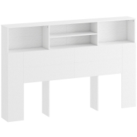 HOMCOM King-Size Headboard with Storage, Freestanding Bed Headboard with 4 Open Compartments for Bedroom, White