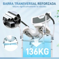 HOMCOM Silla de Ducha con Asiento Ranurado Altura Regulable Antideslizante Respaldo y Reposabrazos Carga 136 kg Gris(m-6)