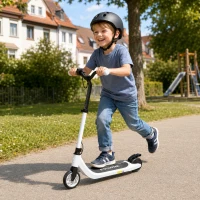 HOMCOM E-Scooter, Elektro-Tretroller, 6 km Reichweite, ab 6 Jahren, Stahlrahmen, schwarz+weiß, 76 x 53 x 95cm(m-7)