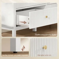 HOMCOM Cassettiera Camera da Letto Scanalato con 6 Cassetti, Maniglie e 5 Gambe per Corridoio Soggiorno Ingresso, Bianco(m-6)