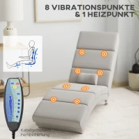 HOMCOM Elektrische Relaxfauteuil Massagestoel met Ligfunctie, Warmte, Vibratie en Lendenkussen, 56 x 168 x 84 cm Crèmewit(m-4)