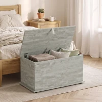 HOMCOM Coffre de Rangement, Banc de Rangement avec Couvercle Rabattable et Charnières de Sécurité, 80 x 40 x 45 cm, Gris(m-13)