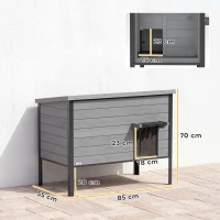 PawHut Wetterfest Katzenhaus mit aufklappbarem Dach herausnehmbarem Boden Eingang für 1-2 Katzen bis 12 kg 85x55x70 cm Hellgrau(m-3)