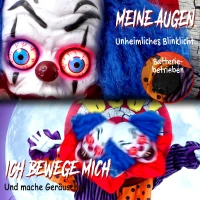 HOMCOM 167 cm lebensgroße animierte Halloween-Clown-Deko mit Sound- & Berührungsaktivierung(m-4)