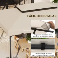 Outsunny Toldo de Recambio para Cenador 4x3 m con Techo Doble Orificios de Drenaje Solo Toldo NO Incluye Marco Beige(m-5)